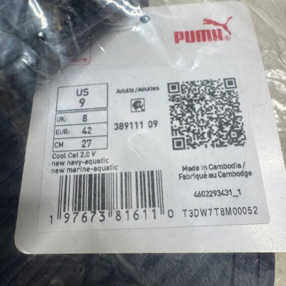 Puma Mens Cool Cat 2.0 V Navy Aquatic Slides US Size 9 Comfort Slip-On Sandals - Picture 4 of 5